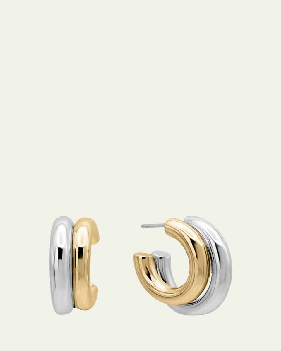 Two-Tone Double Hoop Earrings